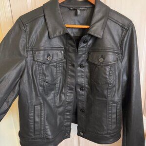 White House Black Market WHBM Black Trucker Stretch Jacket size 14